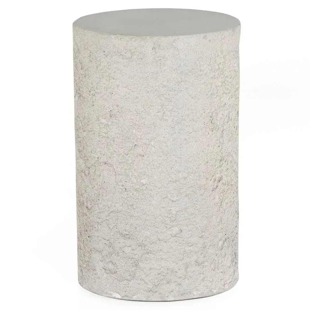 Otto Round End Table - White, Concrete image