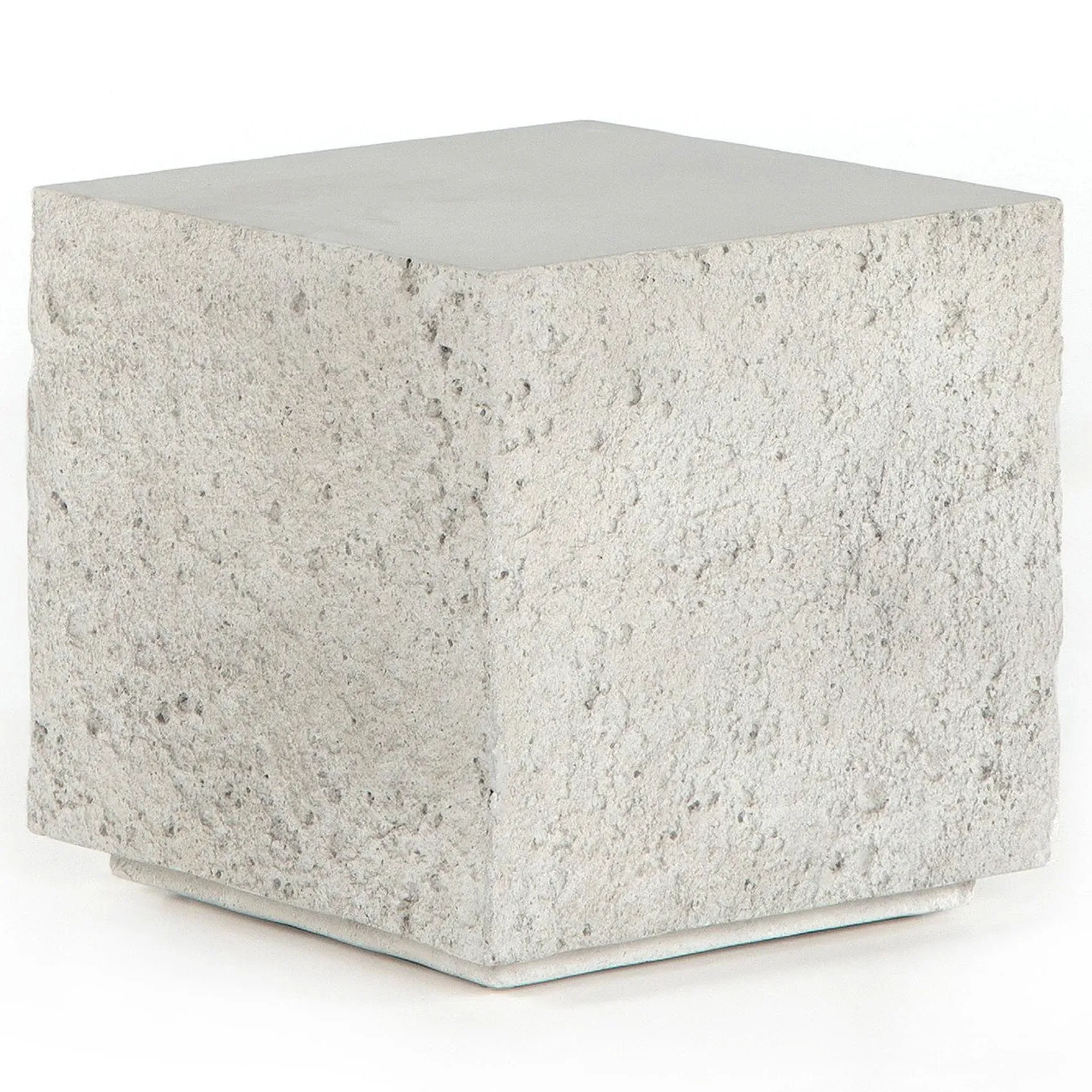 Otto Square End Table - White, Concrete