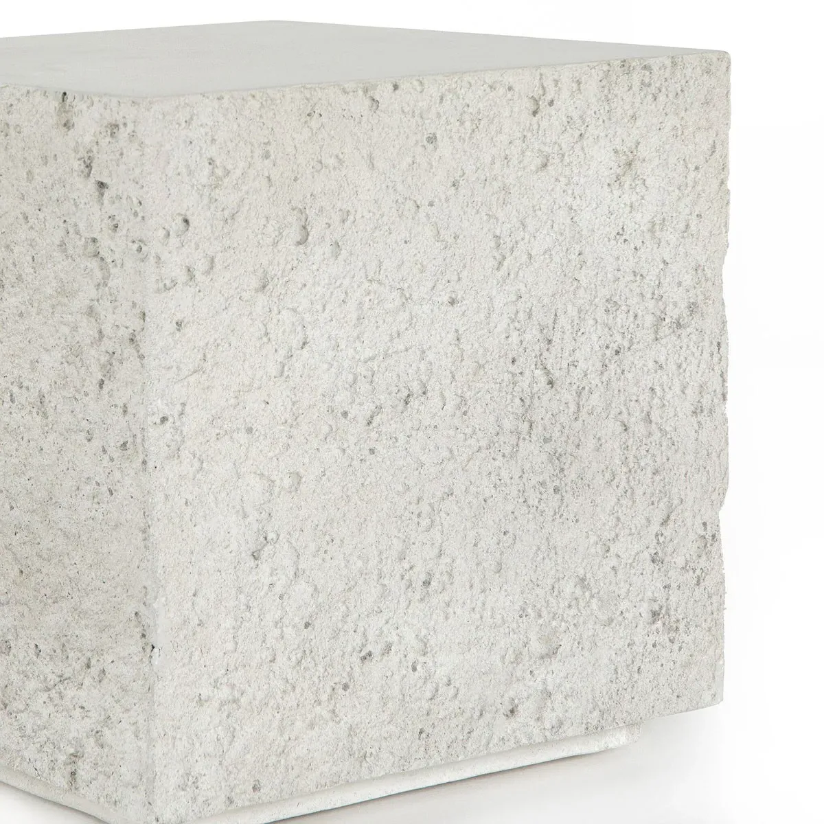 Otto Square End Table - White, Concrete