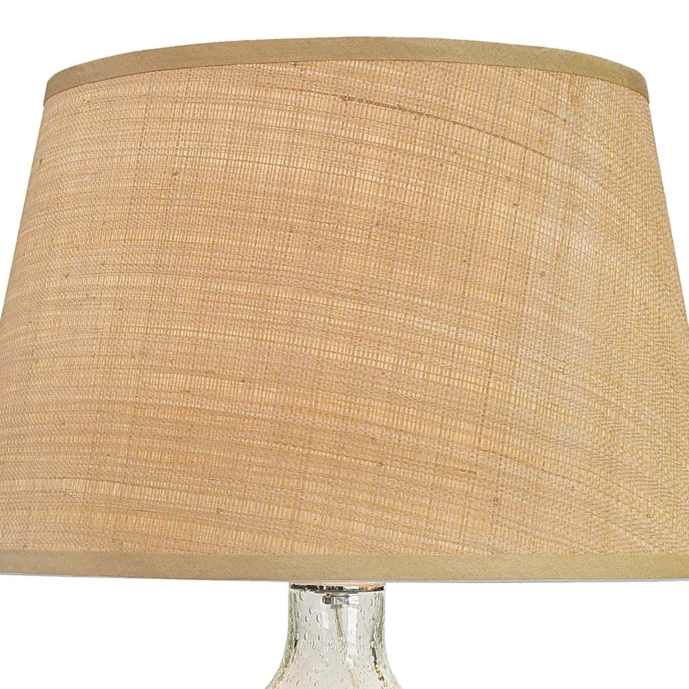 Oval Glass Base Table Lamp with Rattan Shade - Clear