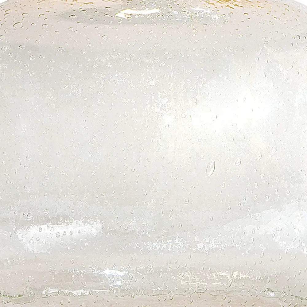 Oval Glass Base Table Lamp with Rattan Shade - Clear