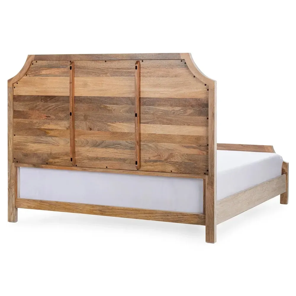 Ovide King Size Bed Frame - Natural Brown, Mango Wood