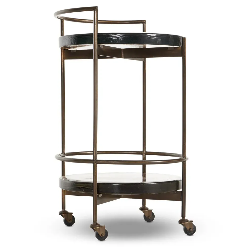 Ovidia Bar Cart - Brown, Glass