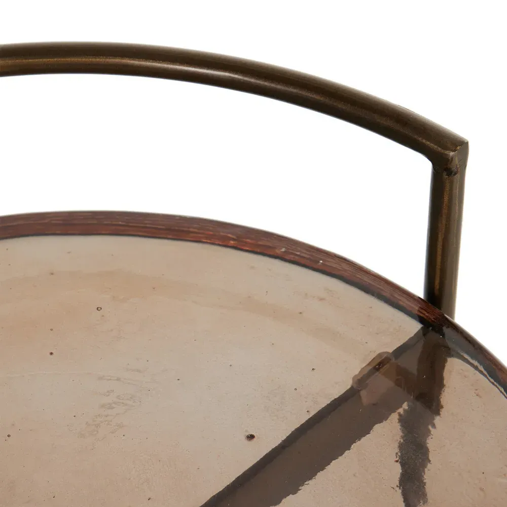 Ovidia Bar Cart - Brown, Glass