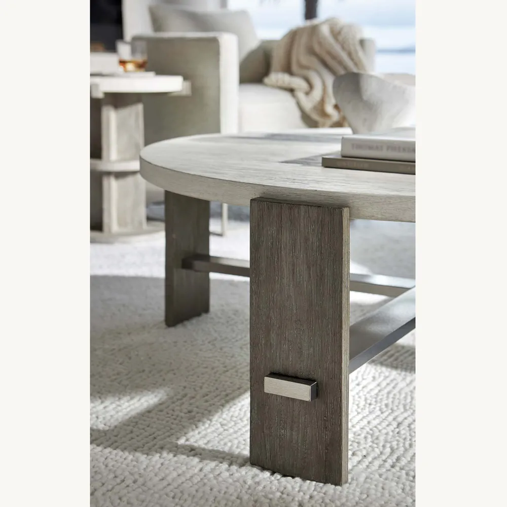 Owen Round Coffee Table - White, Wood