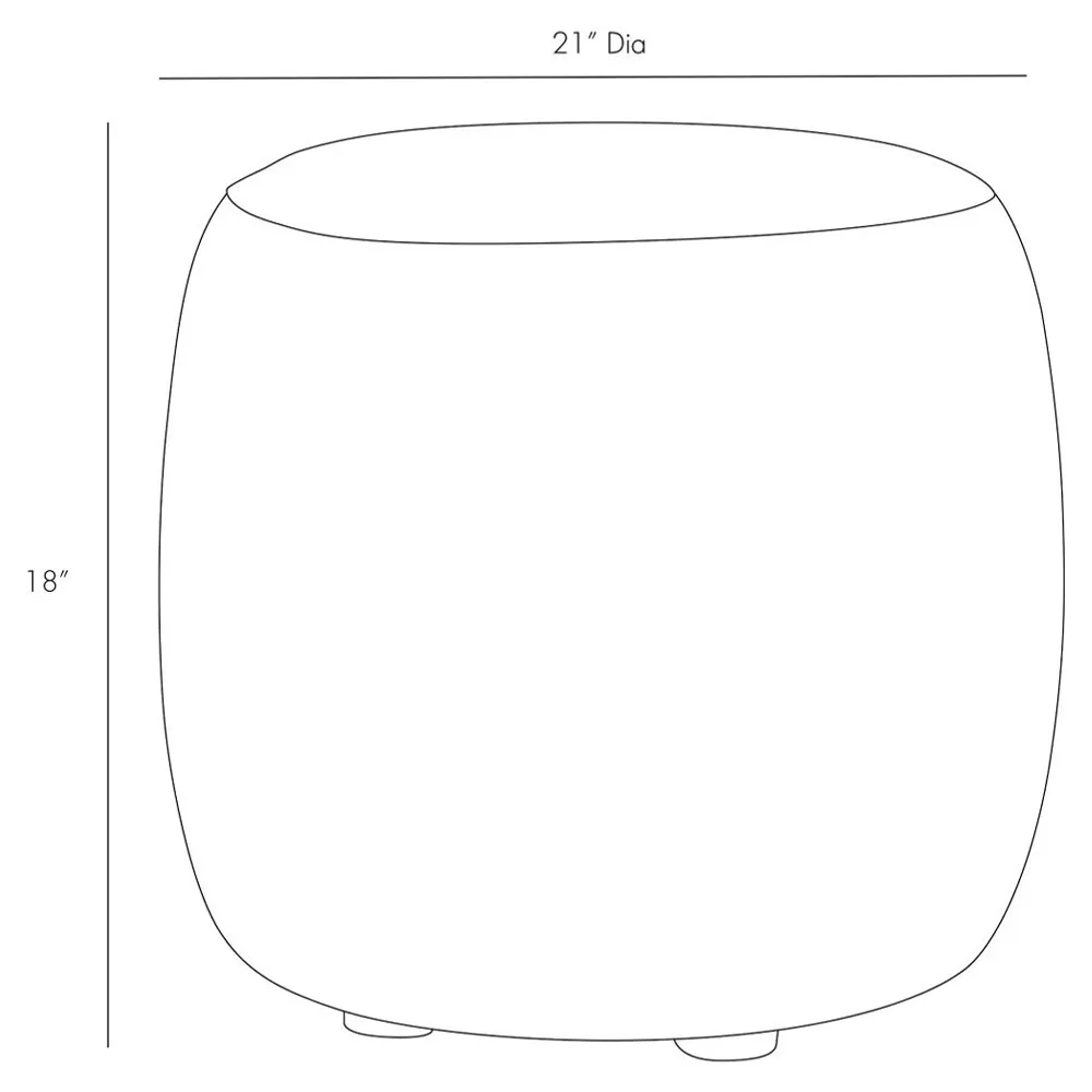 Owen Round Ottoman - Brown, Leather