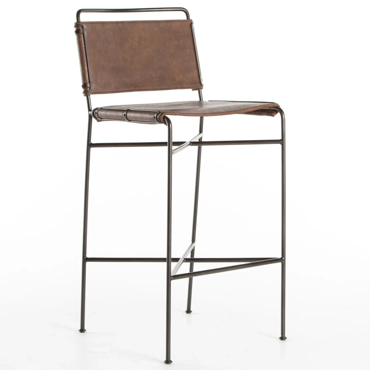 Oxton Bar Stool - Dark Brown, Iron