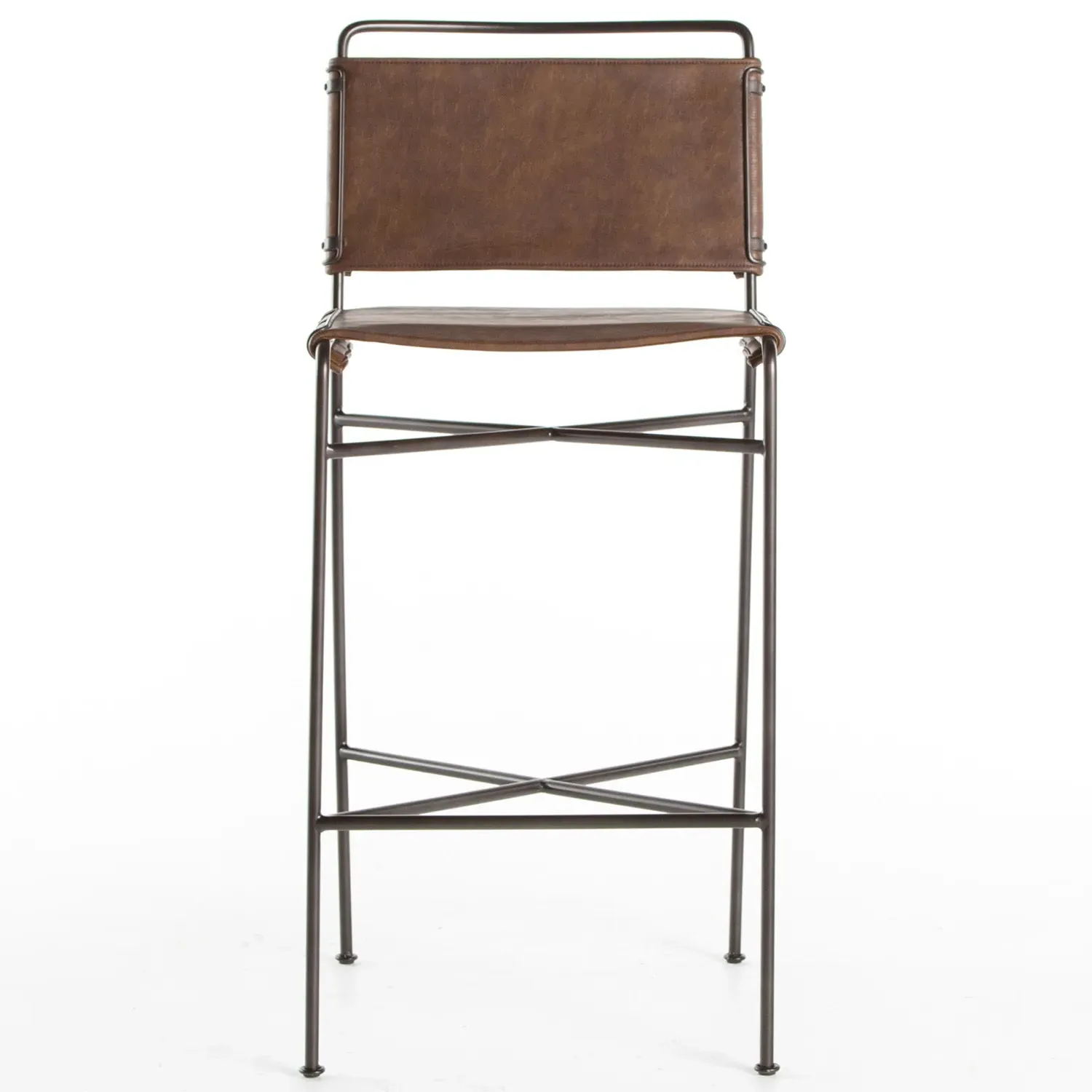Oxton Bar Stool - Dark Brown, Iron