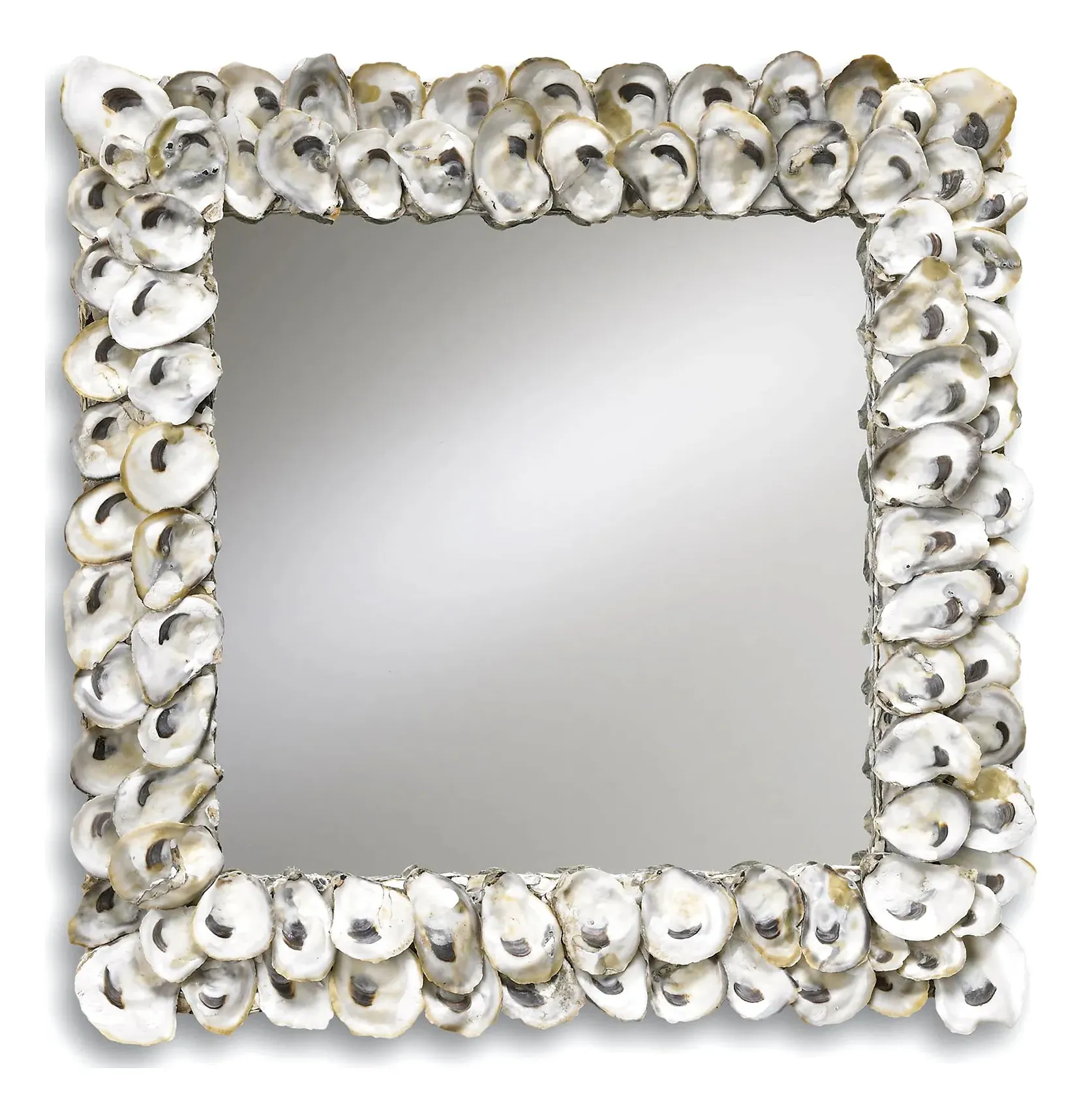 Oyster Shell Large Square Wall Mirror - Beige