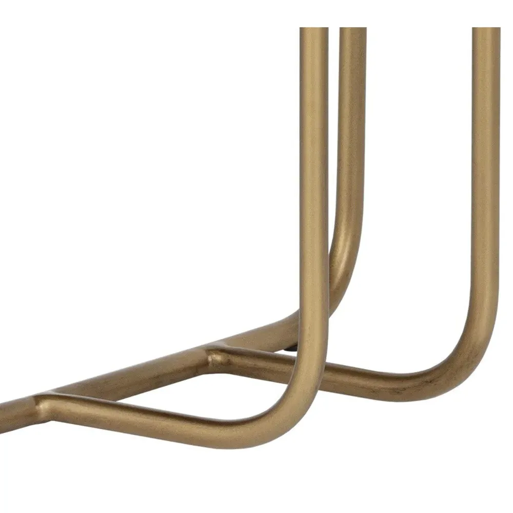 Pacela Tufted Iron Bench - Grey, Antique Brass