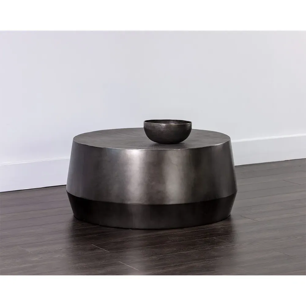 Pacheco Round Coffee Table - Gunmetal, Aluminum