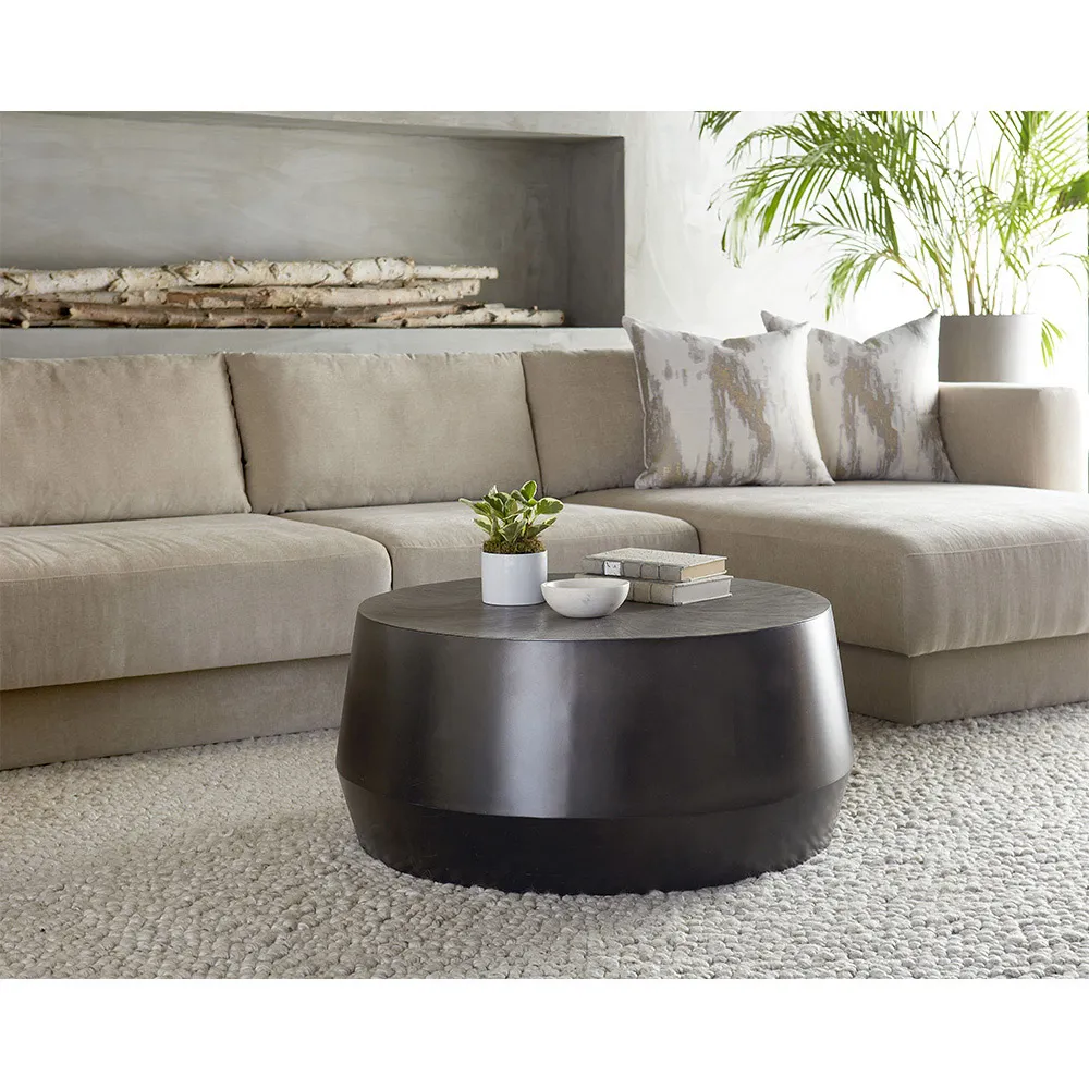 Pacheco Round Coffee Table - Gunmetal, Aluminum