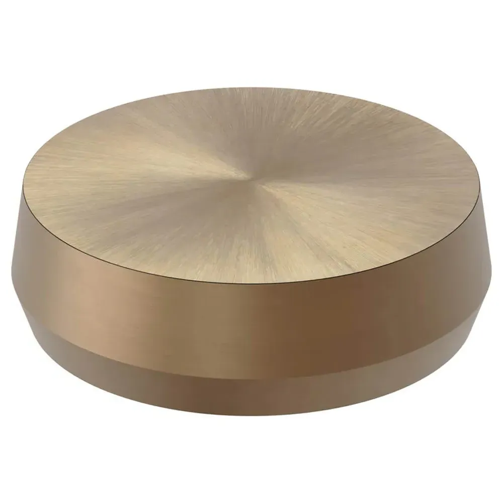 Pacheco Round Drum Coffee Table - Antique Gold, Aluminum