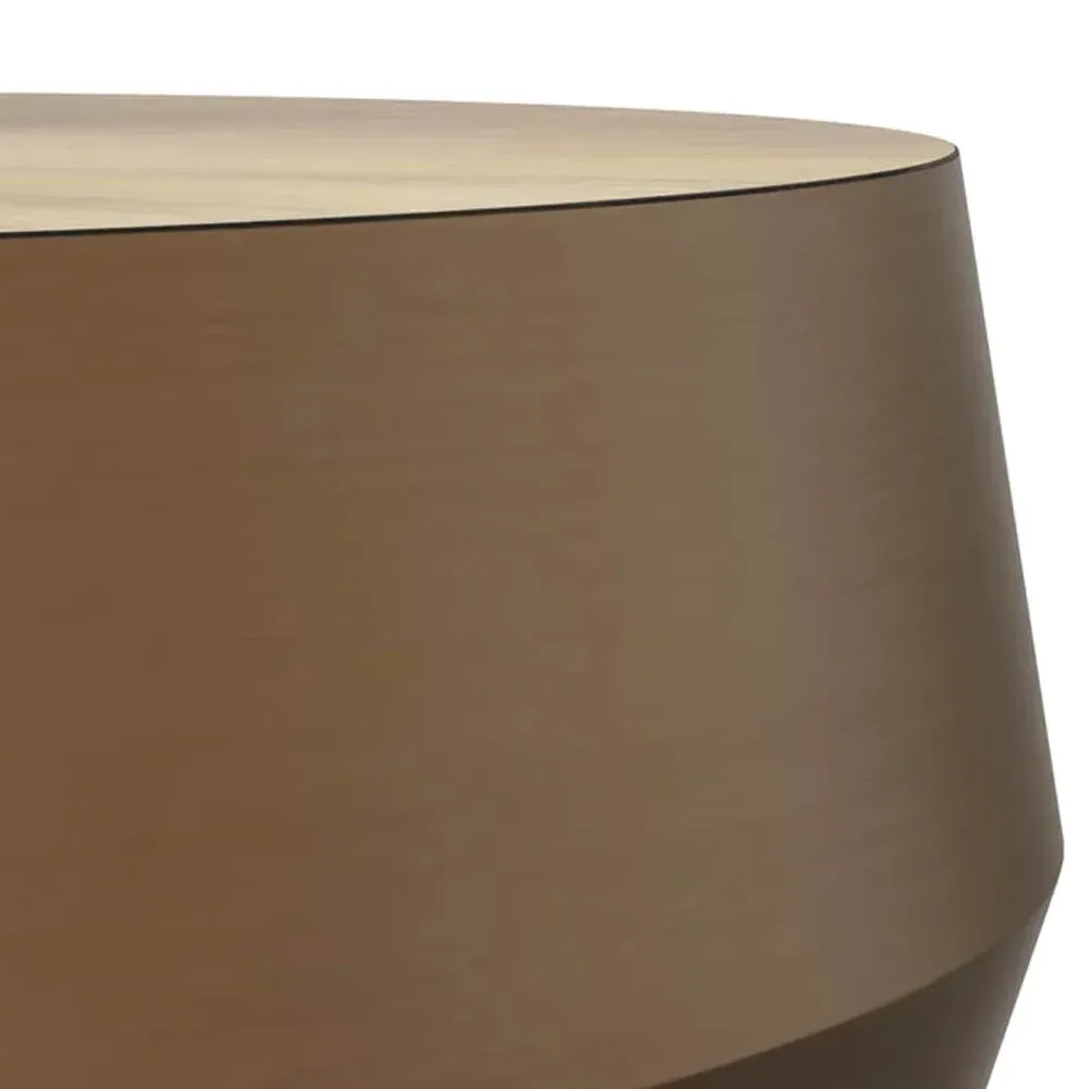 Pacheco Round Drum Coffee Table - Antique Gold, Aluminum