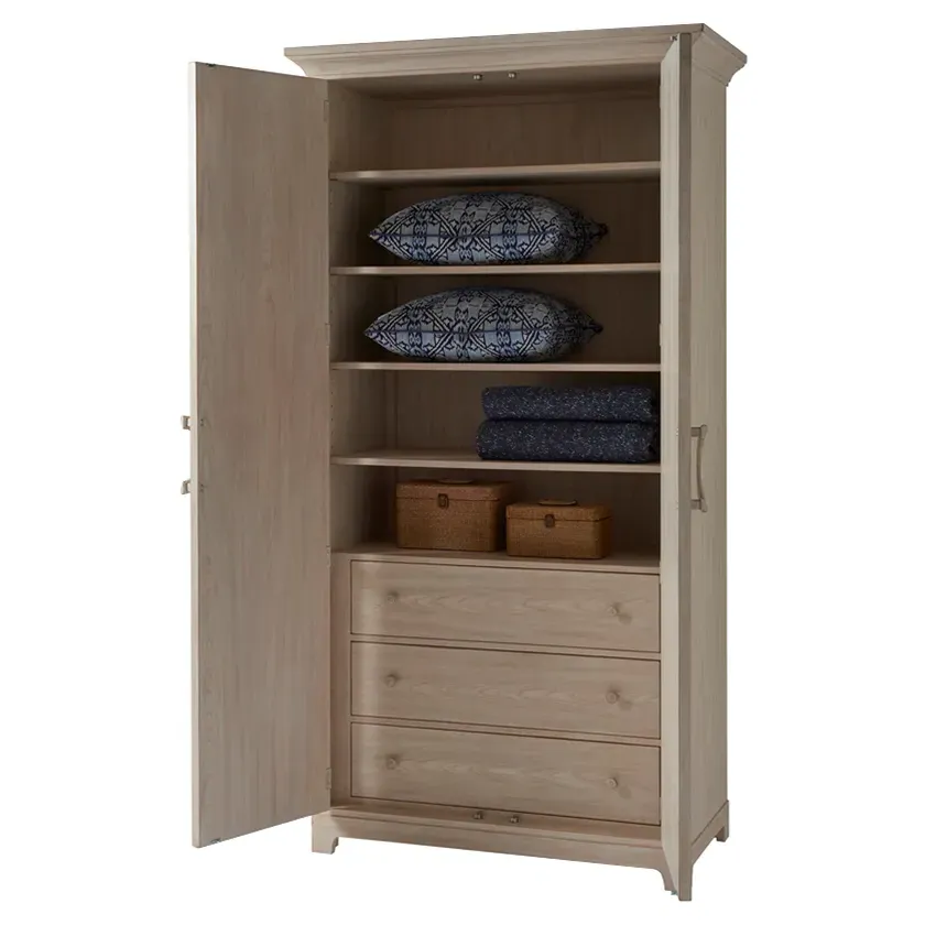 Pacific Coastal Geometric Pattern Door Wardrobe - White, Wood