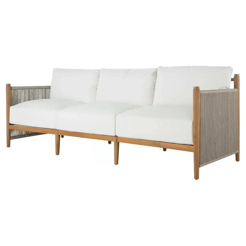 Pacifica 88" Outdoor Sofa - White, Teak