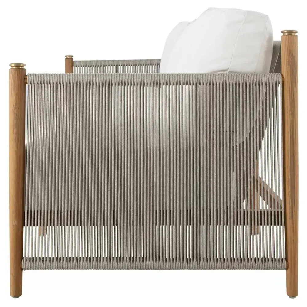 Pacifica 88" Outdoor Sofa - White, Teak