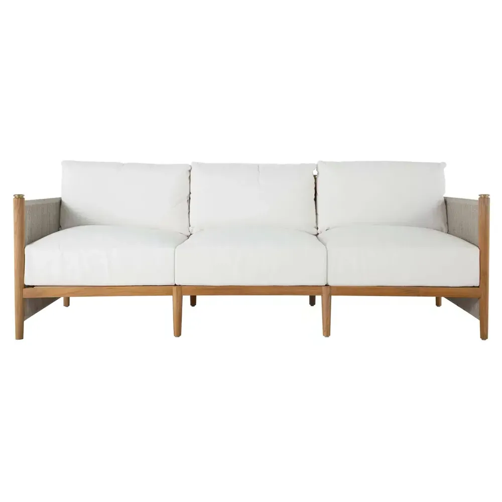 Pacifica 88" Outdoor Sofa - White, Teak