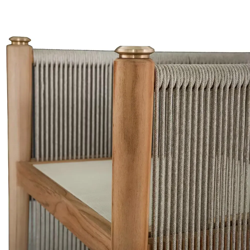 Pacifica Outdoor Dining Arm Chair - White, Teak