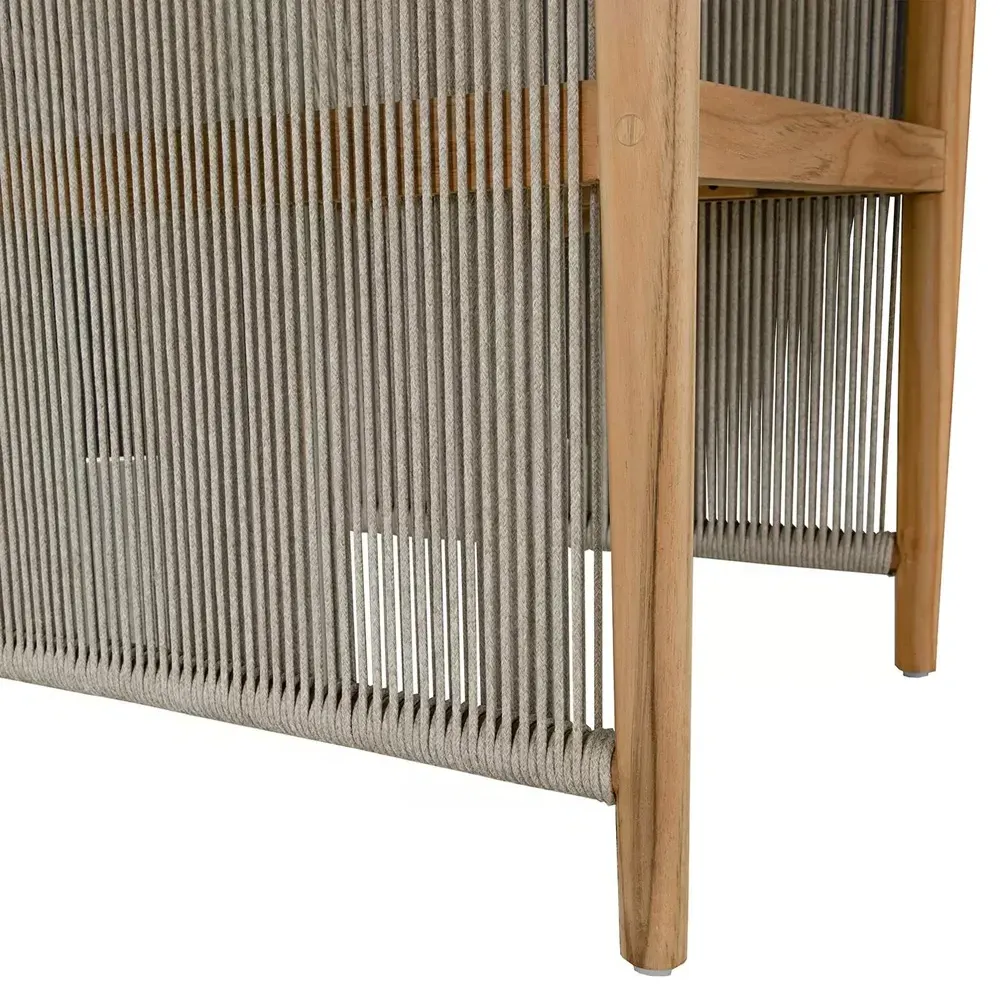 Pacifica Outdoor Dining Arm Chair - White, Teak