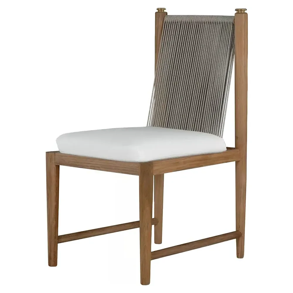 Pacifica Outdoor Dining Side Chair - White, Teak