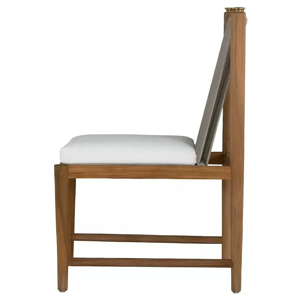 Pacifica Outdoor Dining Side Chair - White, Teak