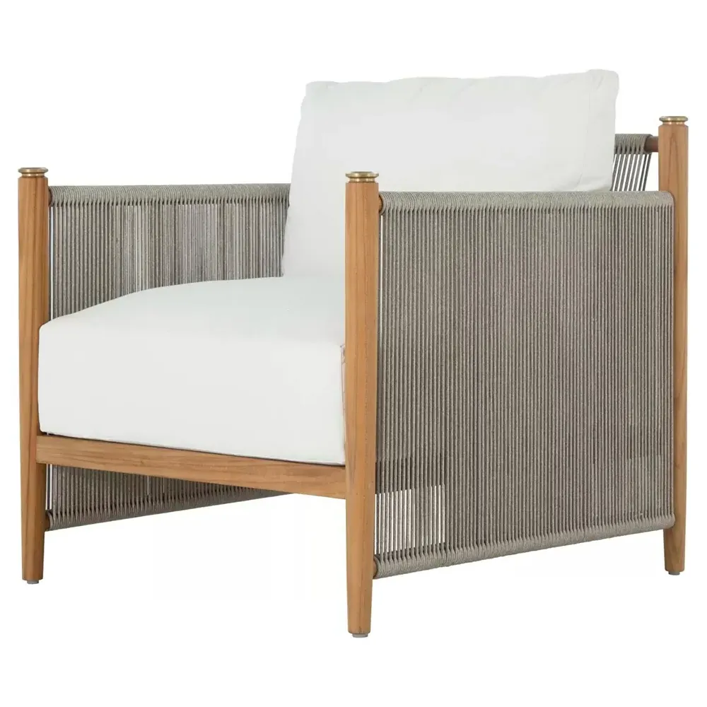 Pacifica Outdoor Lounge Arm Chair - White, Teak