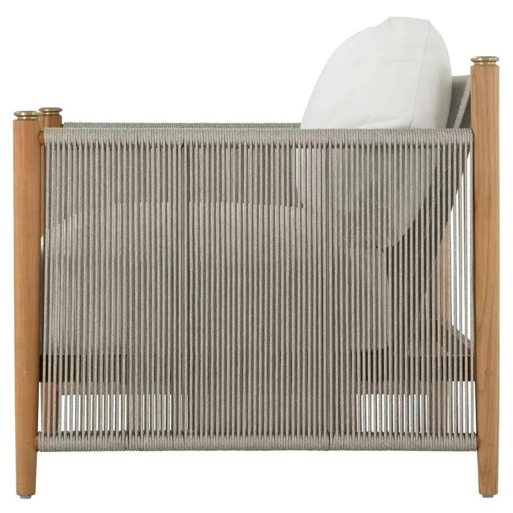 Pacifica Outdoor Lounge Arm Chair - White, Teak