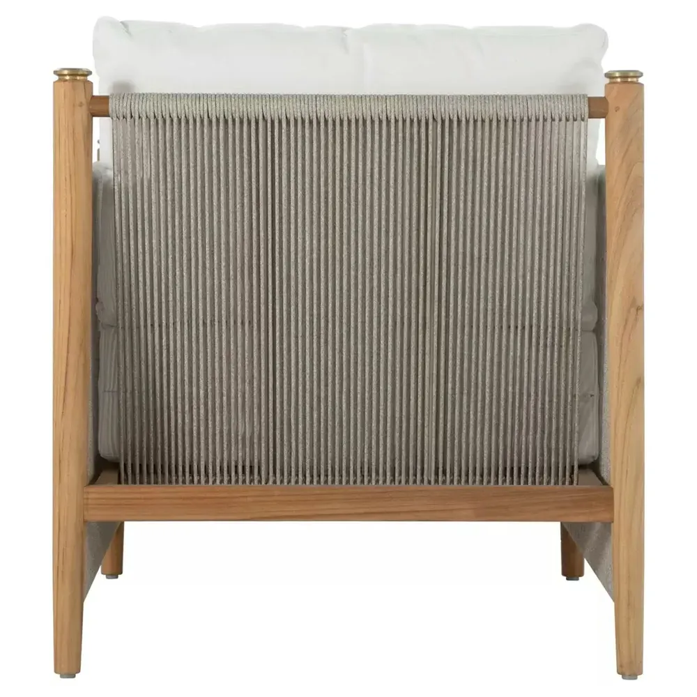 Pacifica Outdoor Lounge Arm Chair - White, Teak