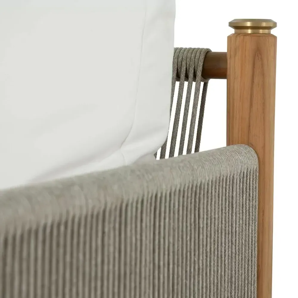 Pacifica Outdoor Lounge Arm Chair - White, Teak