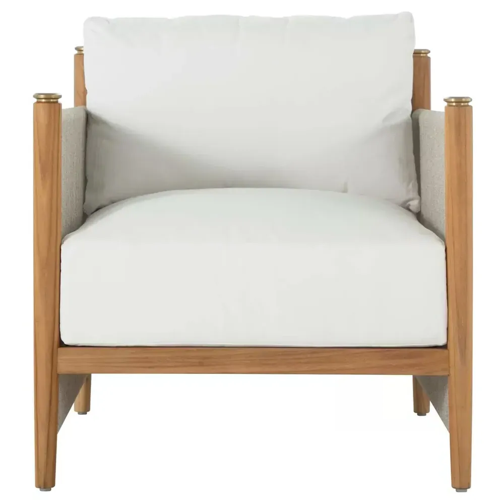 Pacifica Outdoor Lounge Arm Chair - White, Teak