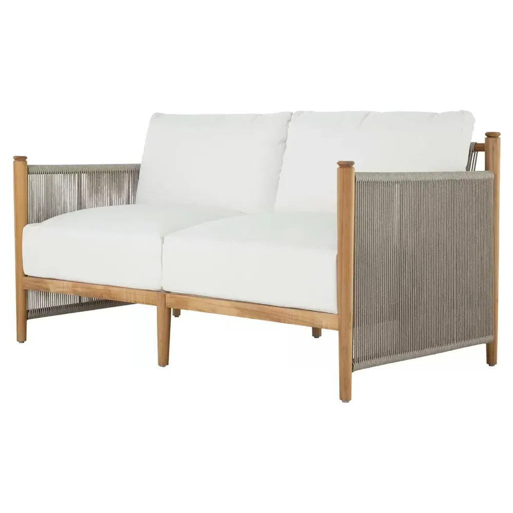 Pacifica Outdoor Loveseat - White, Teak