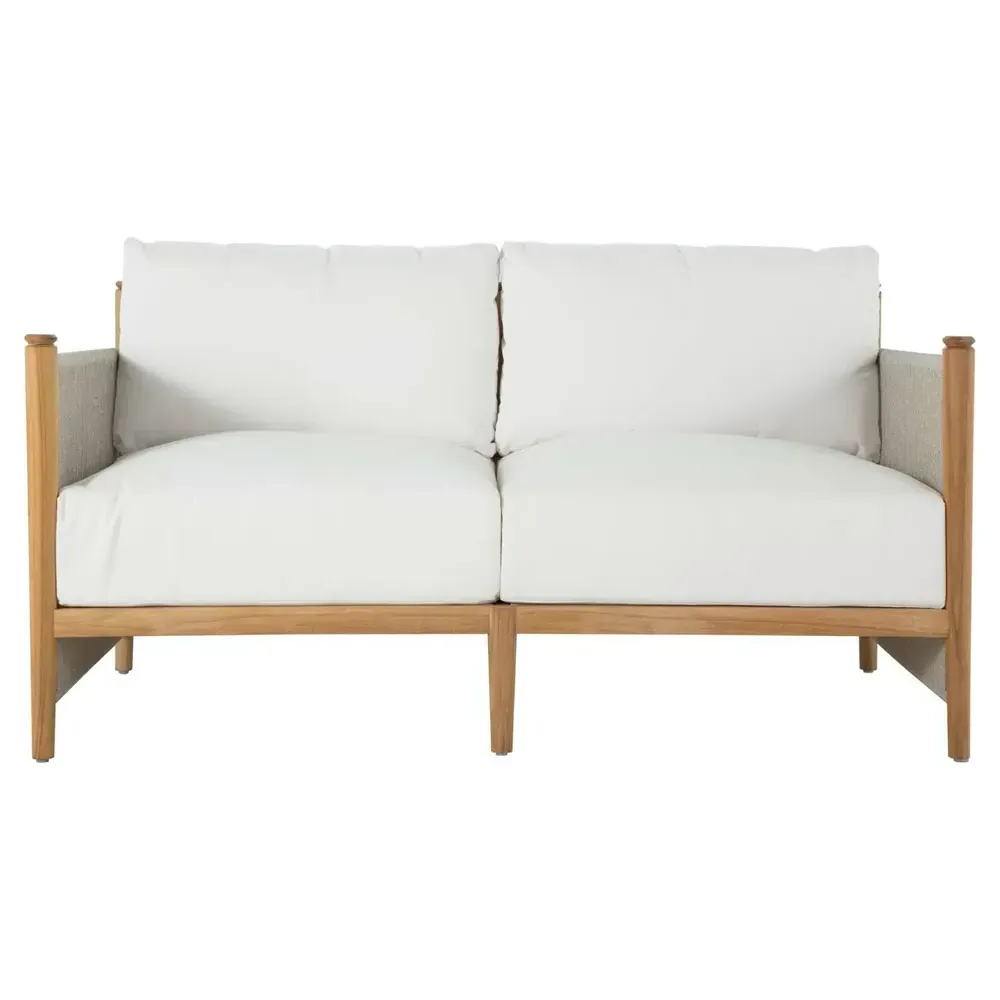Pacifica Outdoor Loveseat - White, Teak