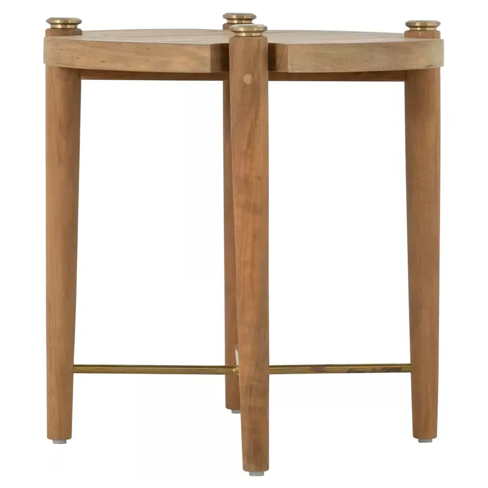 Pacifica Round Outdoor End Table - Brown, Teak
