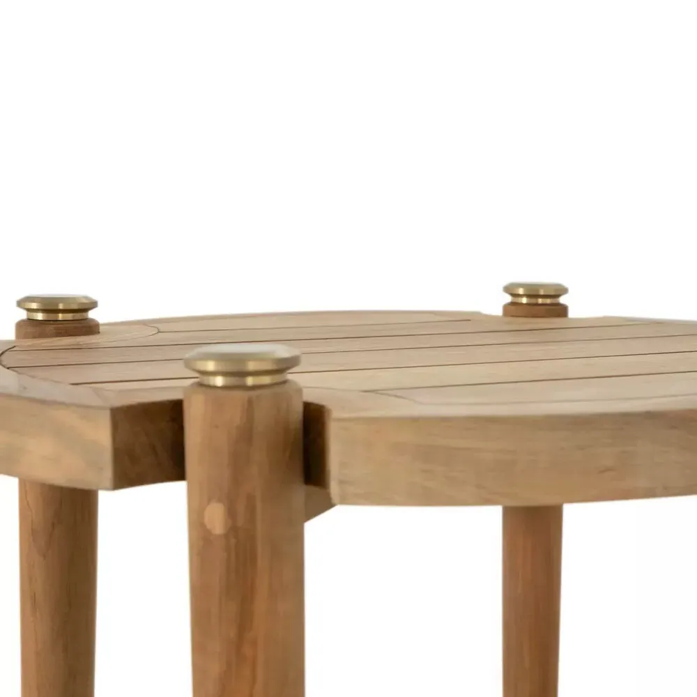 Pacifica Round Outdoor End Table - Brown, Teak