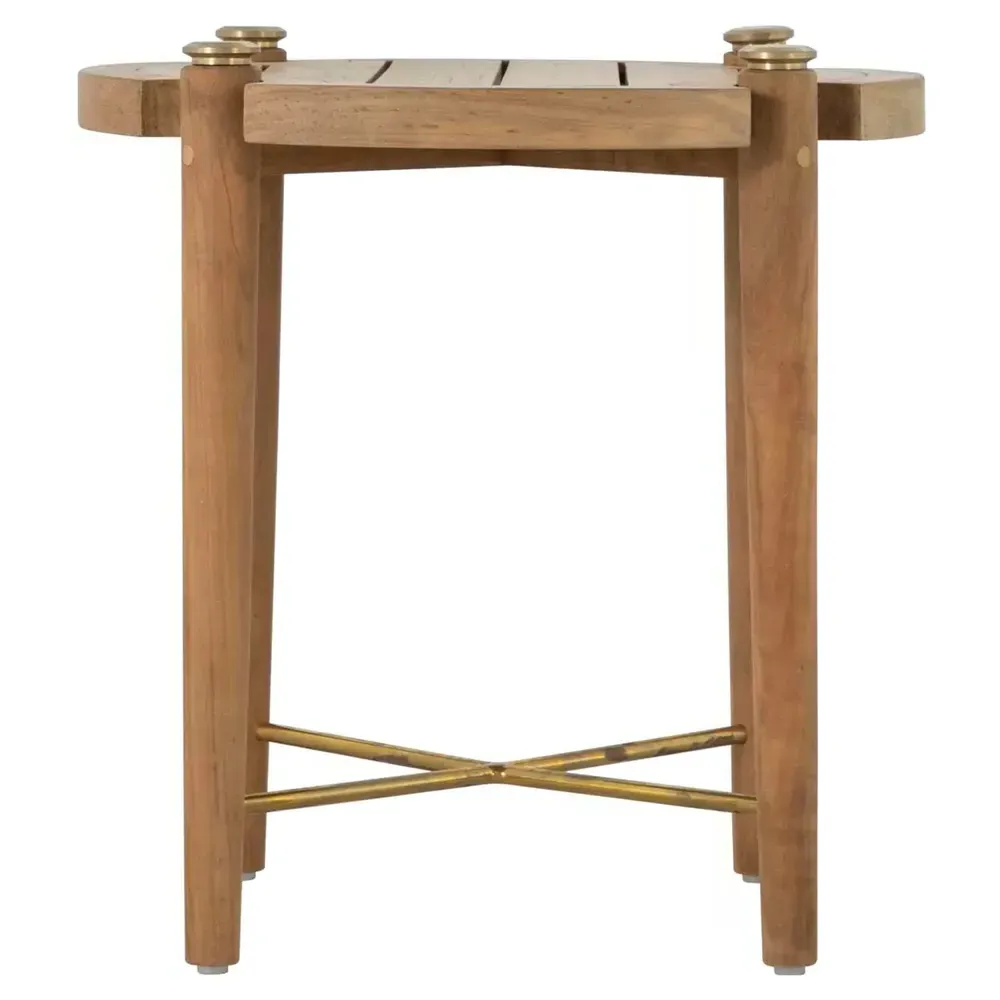 Pacifica Round Outdoor End Table - Brown, Teak image