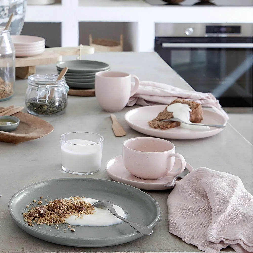 Pacifica Tea Cup and Saucer - Marshmallow, Stoneware