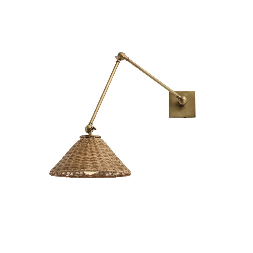 Padma Coastal Beach Wall Sconce - Brown, Rattan