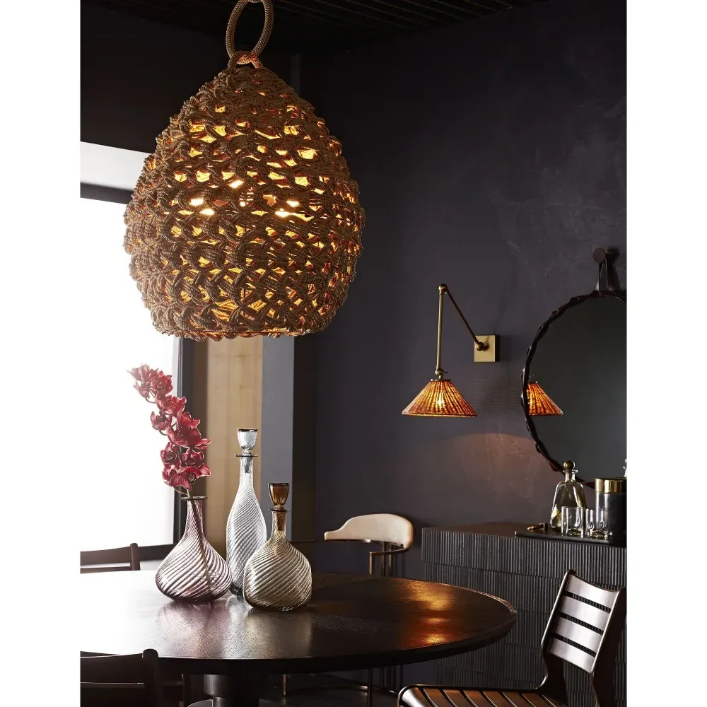 Padma Coastal Beach Wall Sconce - Brown, Rattan
