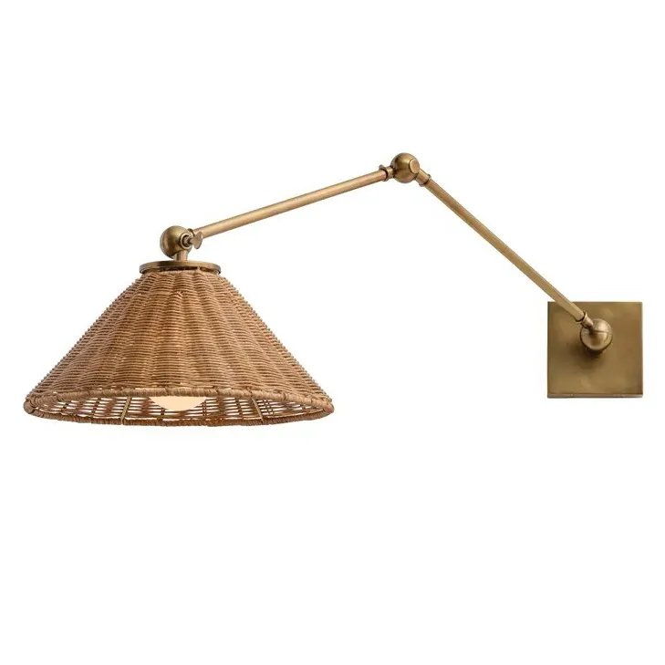 Padma Coastal Beach Wall Sconce - Brown, Rattan