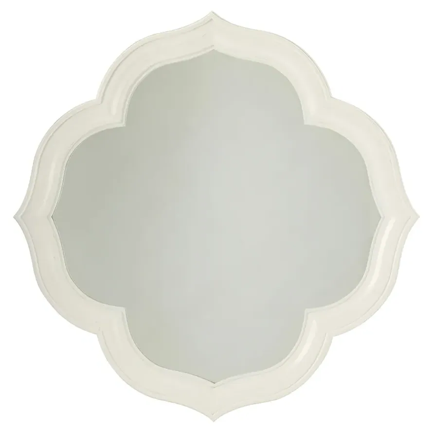 Paget Quatrefoil Wall Mirror - White, Wood image