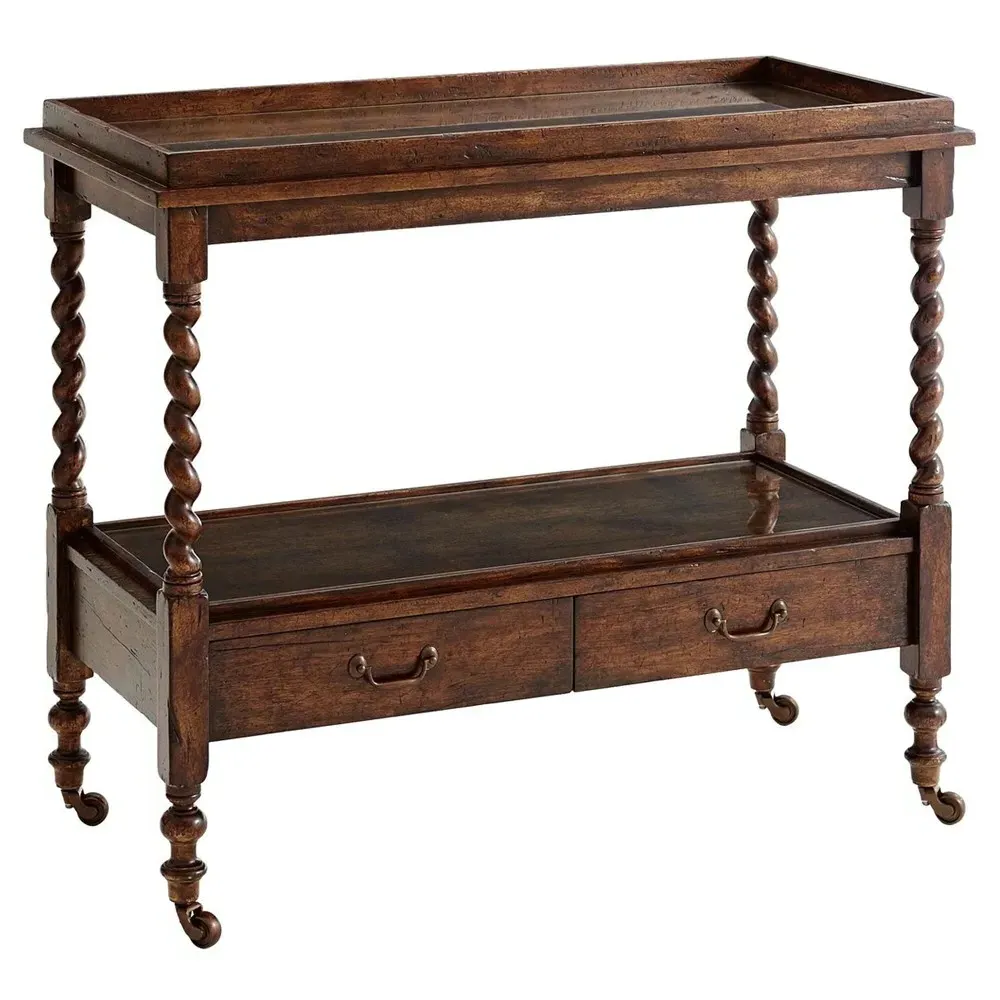 Paige Bar Cart with Drawers - Brown, Mahogany