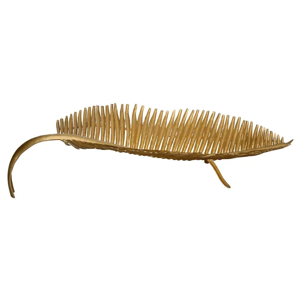 Pallas Palm Leaf Decorative Bowl - Gold, Metal
