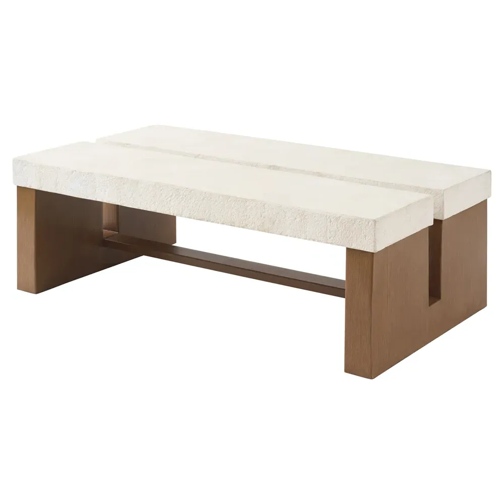 Palm Desert Rectangular Outdoor Coffee Table - White, Stone