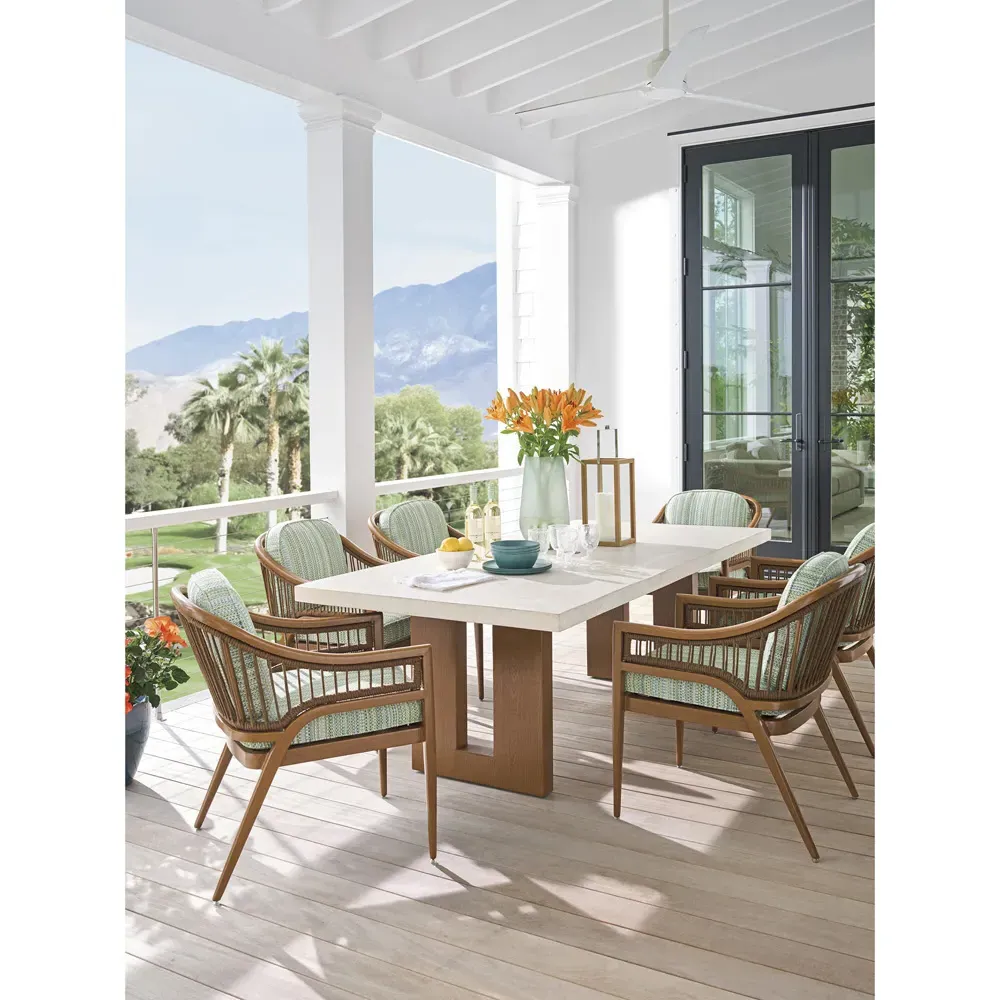 Palm Desert Rectangular Outdoor Dining Table - White, Stone