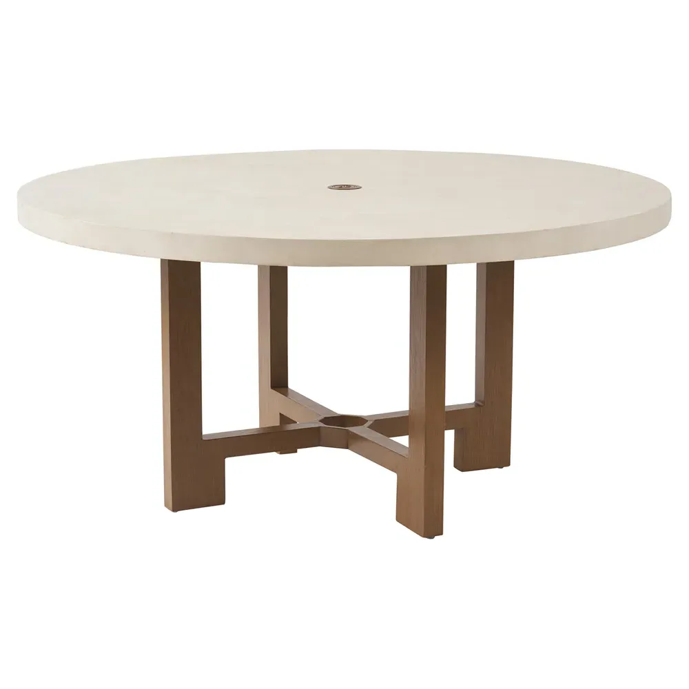 Palm Desert Round Outdoor Dining Table - White, Stone
