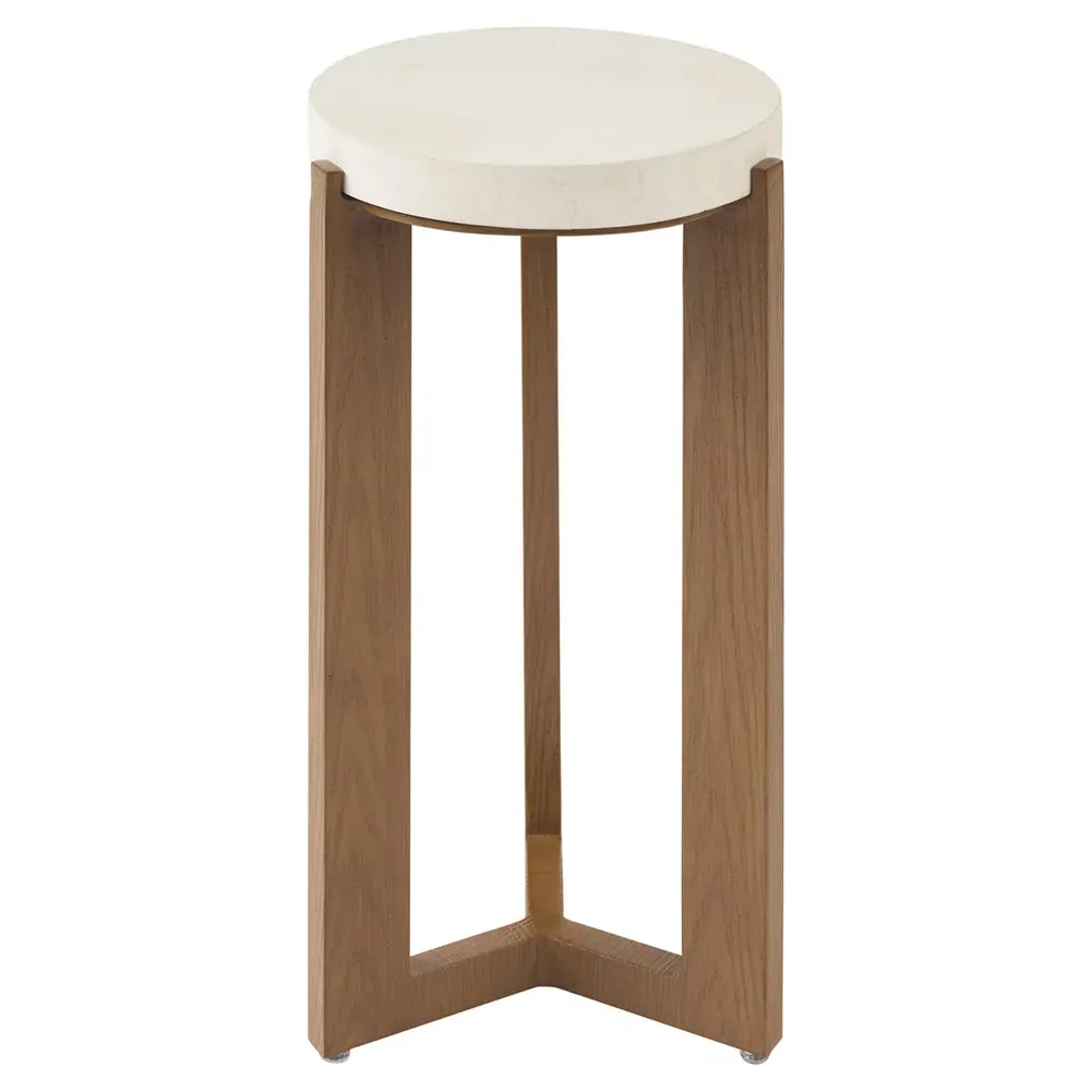 Palm Desert Round Outdoor Side Table - White, Stone image