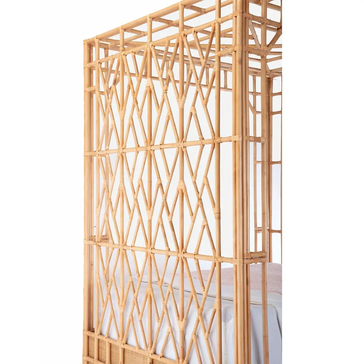 Palmer Queen Size Canopy Bed - Natural, Rattan