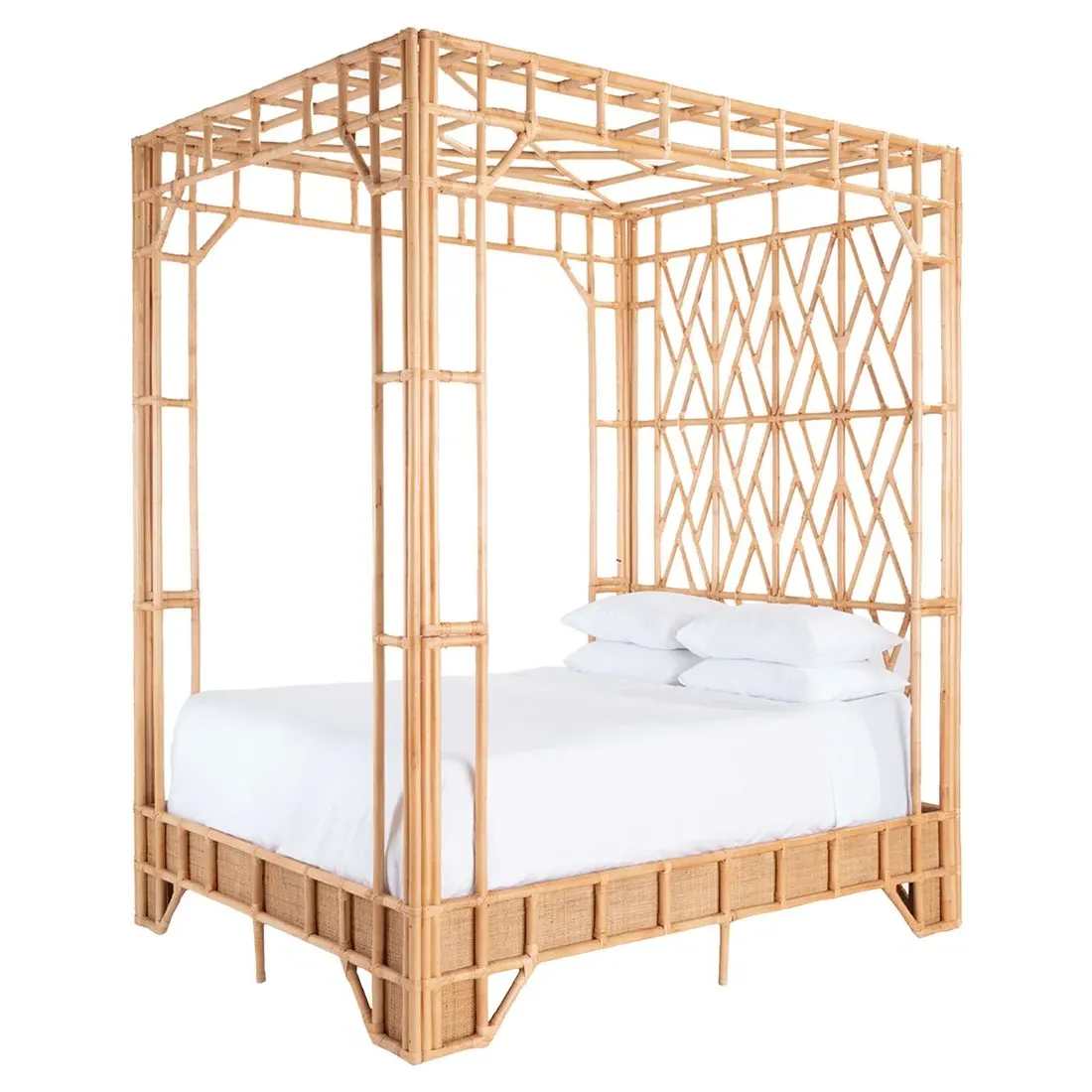 Palmer Queen Size Canopy Bed - Natural, Rattan image