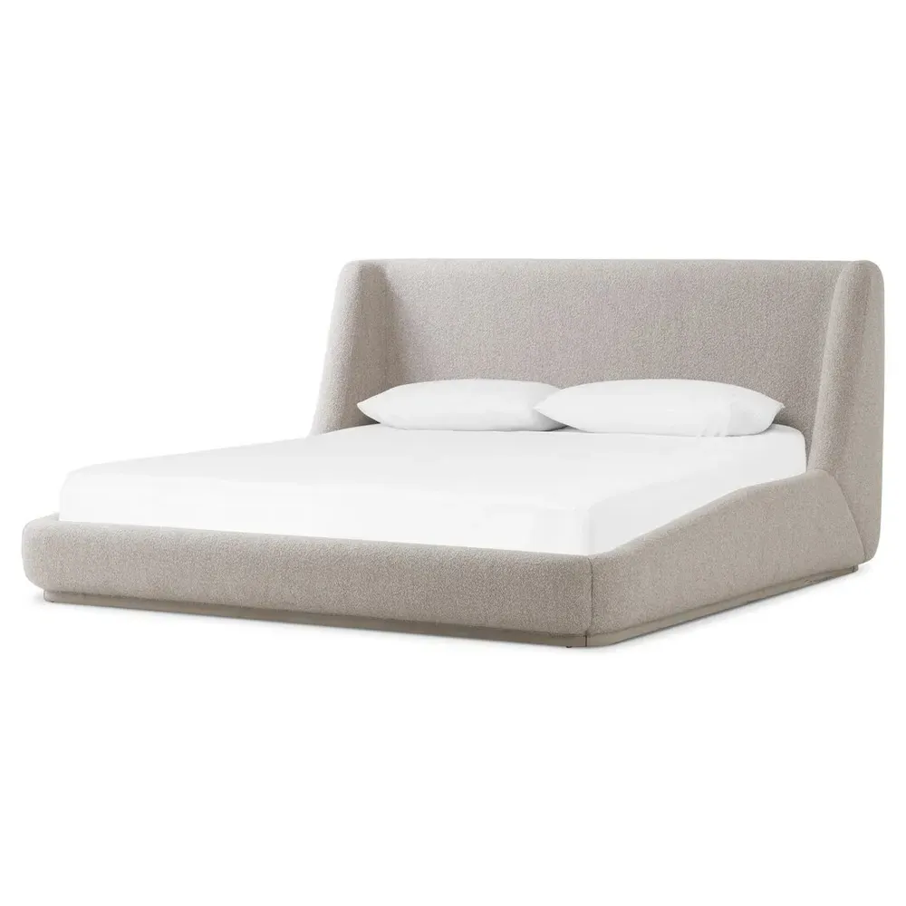 Palmer Queen Size Wingback Bed - Light Grey